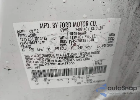 2013 Ford Edge Se z USA, uszkodzony, nr VIN 2FMDK3G96DBA87355